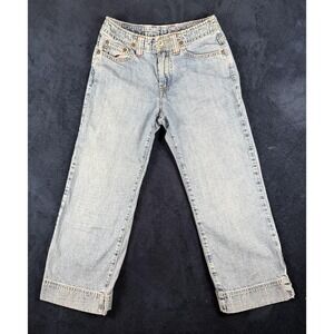 Lucky Brand Jeans Womens 24 Light Wash Blue Denim Relaxed Rancher Crop USA